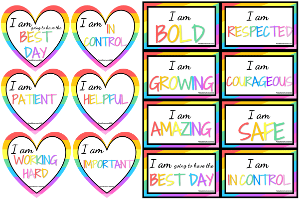 layout of positive affirmation resources